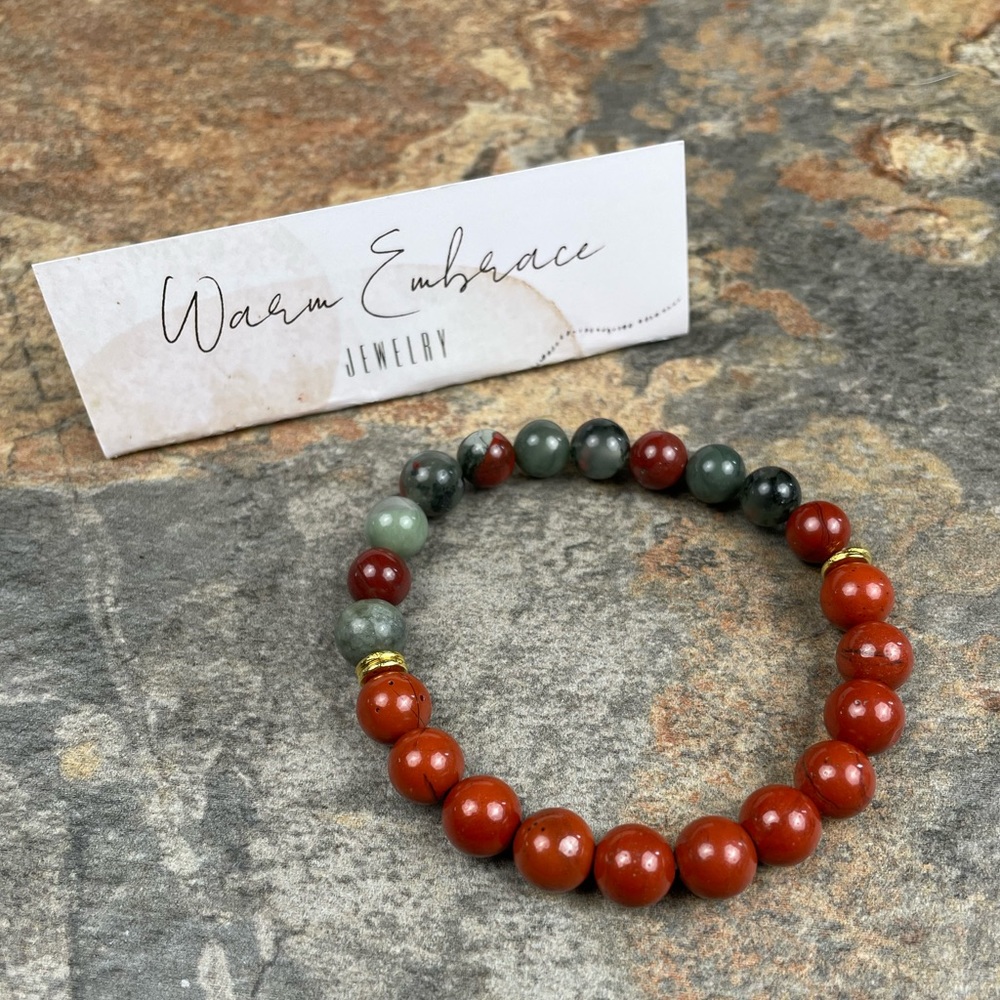 Calming Bracelet with Bloodstone and Red Jasper